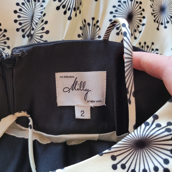 Milly Silk Starburst Deep Plunge Mini Dress Size 2 - Picture 9 of 10